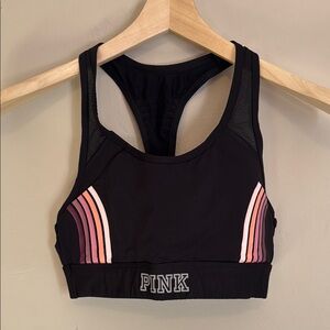 PINK Victoria's Secret Ultimate Women's Black and Pink Sports Bra S